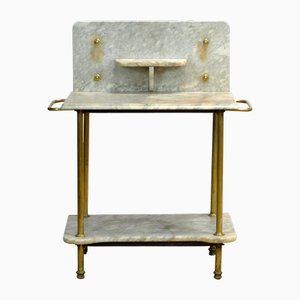 Meuble de Lavage Antique en Laiton et Marbre, 1880s