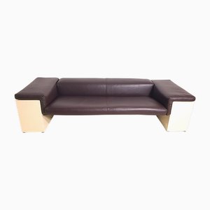 Brown Leather Brigadier Sofa by Cini Boeri for Knoll