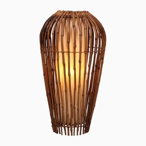 Mid-Century Stehlampe aus Rattan, Bambus & Stoff von Franco Albini, Italien, 1960er