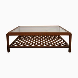 Mesa de centro grande con tablero de cristal