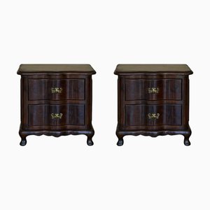 French Walnut Nightstands with Two Drawers, 1890, Set of 2