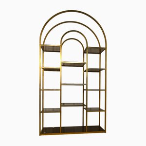 Large Glass and Metal Wall Shelf
