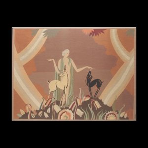 Französischer Art Deco Nadelspitzen Wandteppich aus Wolle im Stil von Jean Dupas, 1930er