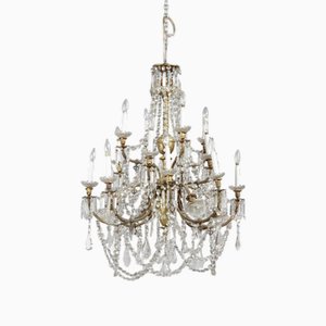 Louis XV Kronleuchter aus Messing & Glas, 1890er