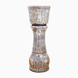 Pot de Fleurs et Piédestal en Céramique par Bay Keramik, 1970, Set de 2