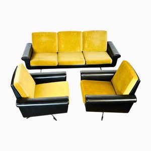 Skandinavisches Vintage Wohnzimmer Set aus Skai & Samt, 1960, 3er Set