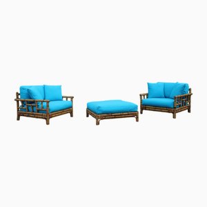 Sessel mit Pouf von Vivai Del Sud, 1970er, 3er Set