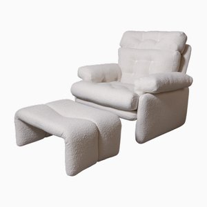 Juego de sillón y otomana de Afra & Tobia Scarpa para B&B Italia, años 60