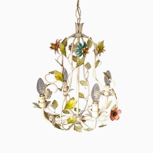 French Toleware Floral Chandelier, 1960s