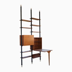 Mid-Century Modular Bookcase with Fold-Down Desk, 1950s