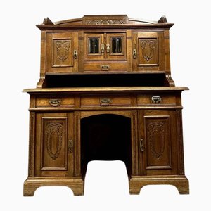Abgestufter Jugendstil Schreibtisch aus Eiche, 1900