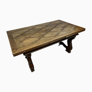 Ausziehbarer Tisch im Renaissance Stil aus Eiche, 1900