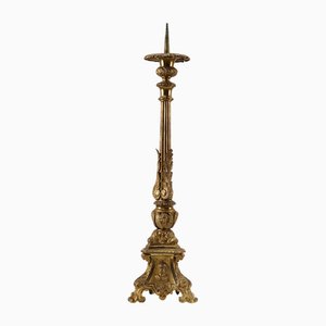 Großer Kirchenkerzenhalter aus Bronze & Kupfer, 18. Jh., Frankreich
