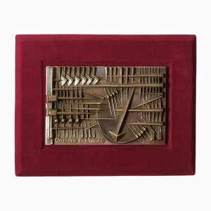 Silver Bronze Comune di Milano Panel by Arnaldo Pomodoro for Johnson, 1978