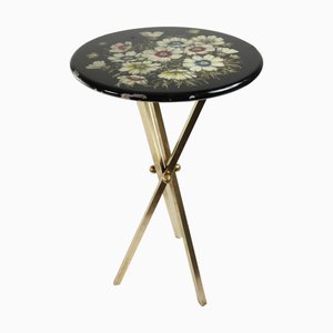 Italian Flower Metal Brass Side Table by Piero Fornasetti, 1960