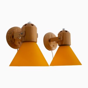 Scandinavian Modern Pine Wall Sconces from Solbacken, Sweden, 1975, Set of 2