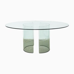 Tavolo ovale in vetro di Fiam, anni '80