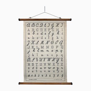 Antique D’Haese Schoon Schrift School Chart in Linen