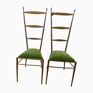 Chiavarine Chairs in Brass-Plated Metal, Italy, 1960s, Set of 2