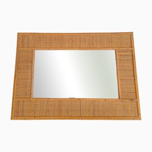 Miroir Mural Mid-Century en Osier et Bambou par Dal Vera, 1960s