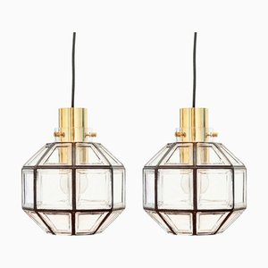 Mid-Century Modern Glas Hängelampen von Limburg, Deutschland, 1960er, 2er Set