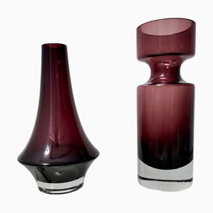 Vasi vintage in vetro di Tamara Aladin per Riihimaen Lasi, anni '70, set di 2