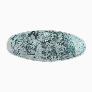 Grand Bol Ovale en Céramique par Jacques Blin, 1950s