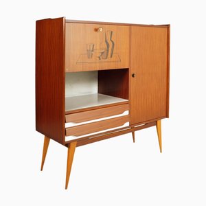 Dry Bar Mid-Century in noce attribuito a Vittorio Dassi per La Permanente Mobili Cantù, anni '50