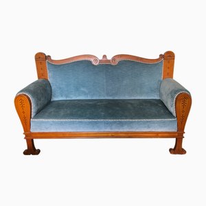 Canapé Biedermeier austriaco de arce con incrustaciones al estilo de Josef Ulrich Danhauser, década de 1820