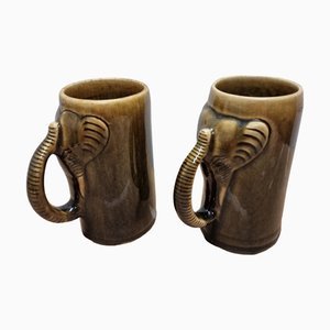 Vintage Thai Celadon Mugs, 1960s, Set of 2
