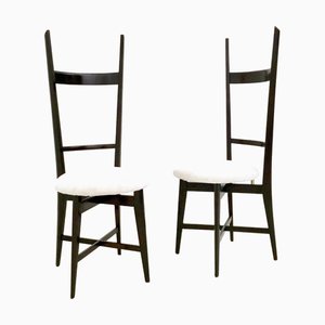 Sedie Chiavari bianche e nere, anni '50, set di 2