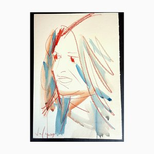 Mario Salmaso, Modern Girls, 1980, Mixed Media auf Papier