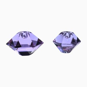 Portacandele con prismi diamantati in vetro alessandrite, anni '80, set di 2