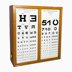 Mid-Century Modern Italian Optometric Board in Wood and White Plastic, 1960s