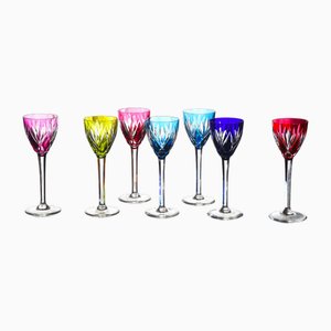 Verres Roemers en Cristal Coloré et Ciselé Modèle Monaco de Saint-Louis, 1970, Set de 7