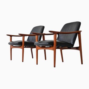 Skandinavische Sessel aus Teak & Leder von Westnofa, Norwegen, 1960er, 2er Set