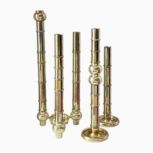 Portacandele modulari in ottone, Scandinavia, anni '70, set di 33