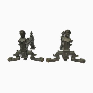 Historicist Bronze Andirons, 19th Century, Set of 2