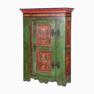 Baroque Wardrobe in Spruce with Paintings, Czech, 1800s