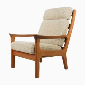 Poltrona Mid-Century in teak con schienale alto, anni '60