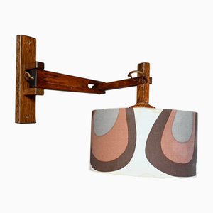 Scandinavian Style Oak Double Arm Wall Sconce, 1960s