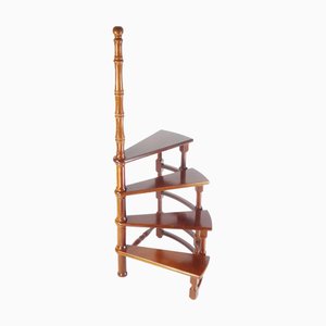 Large Mid-Century Victorian Style Spiral Bookcase Ladder in Oak