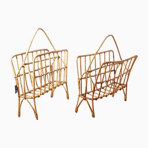 Rattan Magazine Racks from Krasná Jizba, 1970s, Set of 2