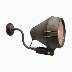 Vintage Industrial Dutch Grey Cast Clear Glass Wall Lamp by Philips