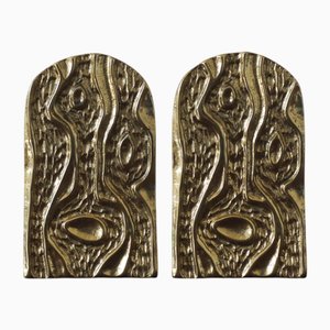 Sujetalibros Mid-Century modernos de latón, años 60. Juego de 2