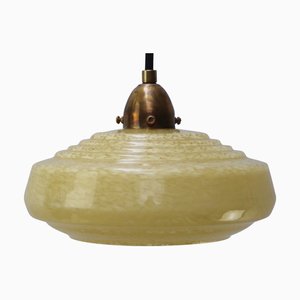 French Clichy Pink Reeded Glass Pendant Lamp