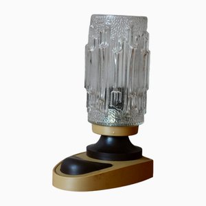 Petite Lampe de Chevet Vintage en Verre Moulé et Plastique, 1970