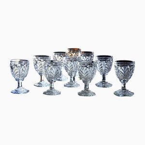 Vasos de agua modelo Charles X Aumale de cristal translúcido, siglo XIX de Baccarat, 1880. Juego de 12