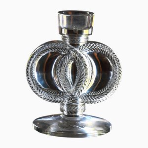 Malmaison Candleholder in Molded-Pressed White Glass by Marc Lalique for Lalique France, 1950