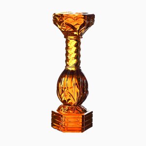 Tótem de cristal tintado en amarillo y ámbar de Saint Louis, años 80